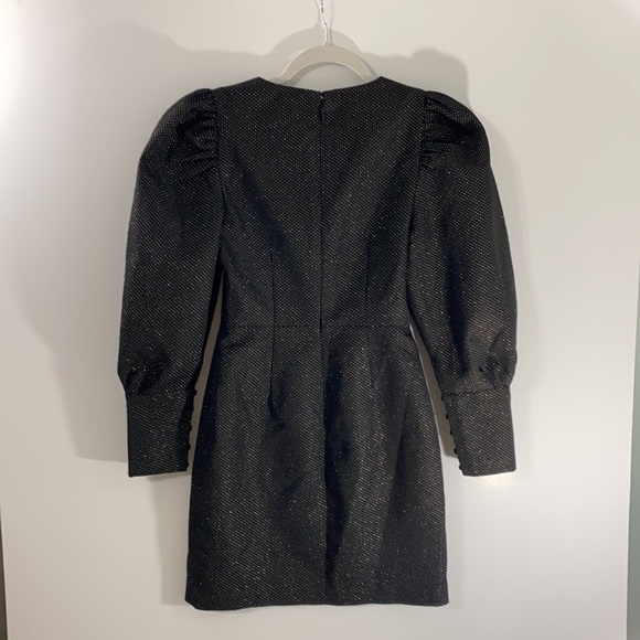 BCBGMAXAZRIA black mini dress with long puff sleeve and button cuff sleeves so 0 - Picture 9 of 14